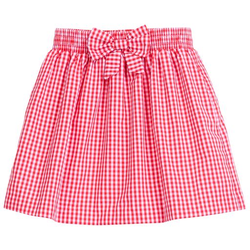 Little English Smocked Bow Skirt -Red Gingham