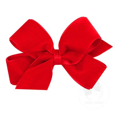 Wee Ones Medium Classic Velvet Bow With Satin Lining- Red