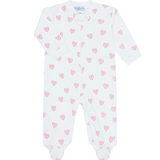 Nellapima Heart Print Zipper Footie- Pink