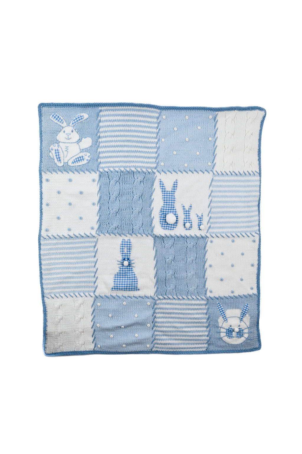 Blue Gingham Rabbits Baby Blanket