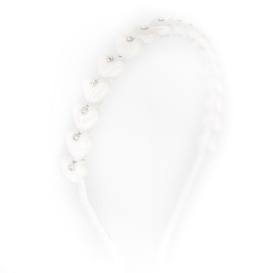 Bari Lynn Crystallized Beaded White Heart Headband