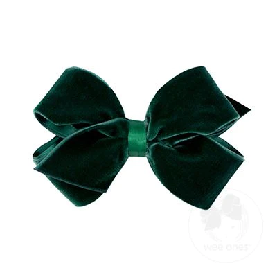 Wee Ones Forest Green Mini Satin Lined Velvet Bow