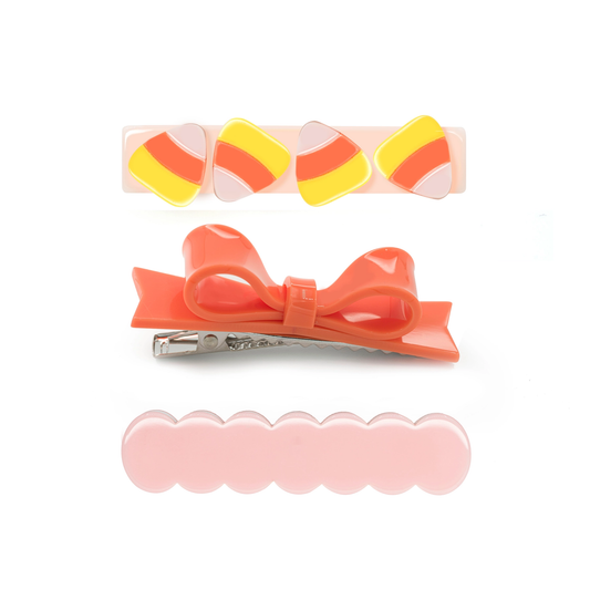 Lilies & Roses Halloween Candy Corn & Bowtie Alligator Clips