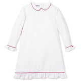 Petite Plume White Sophia Nightgown with Red Piping