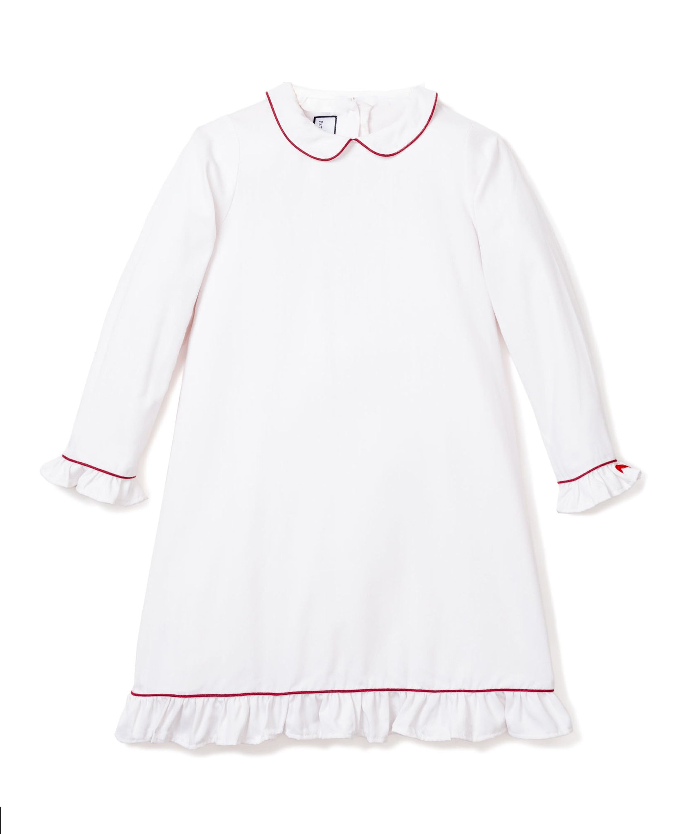 Petite Plume White Sophia Nightgown with Red Piping
