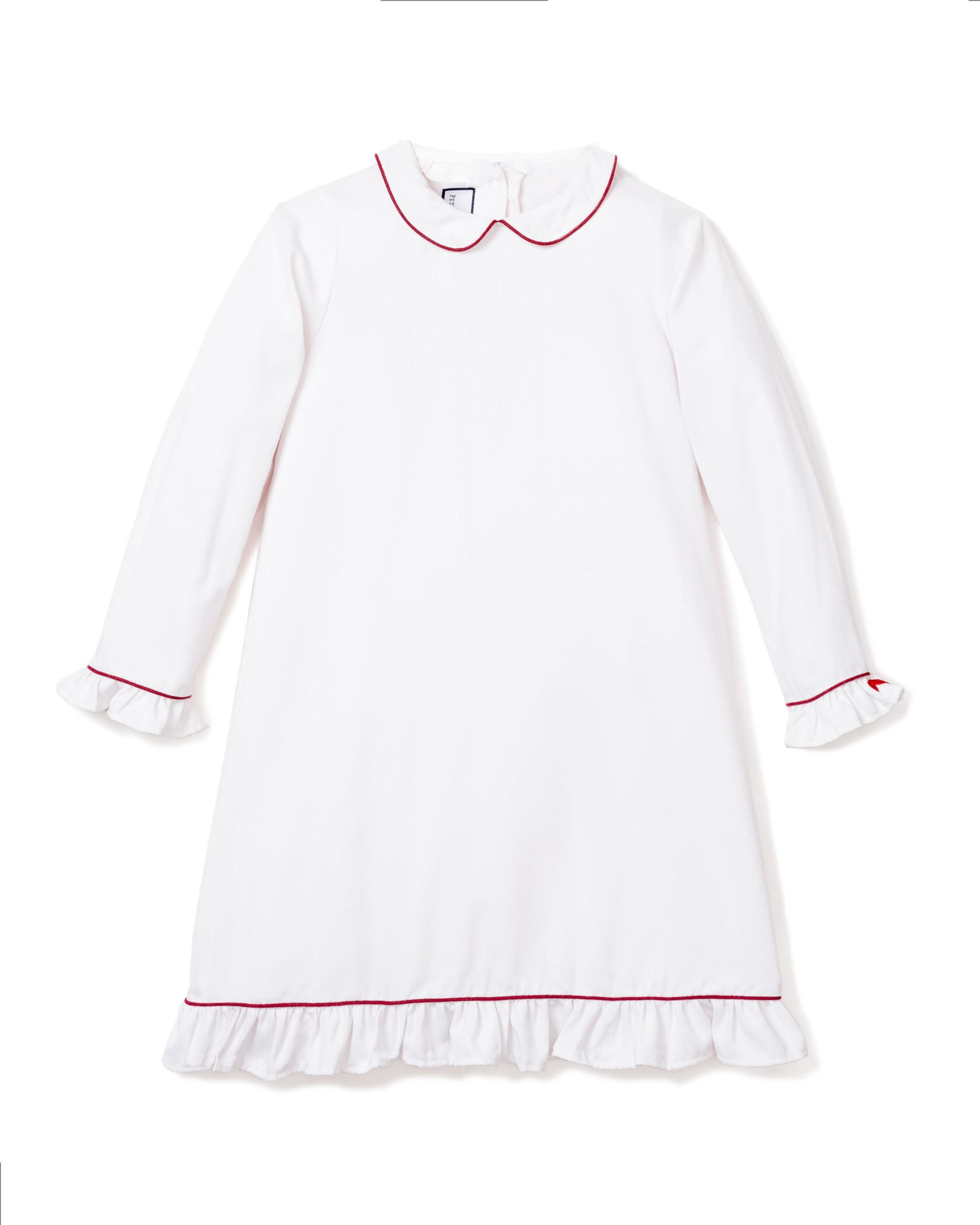 Petite Plume White Sophia Nightgown with Red Piping
