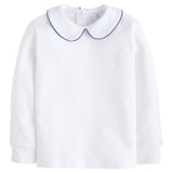 Little English Piped Peter Pan Shirt - Gray Blue 