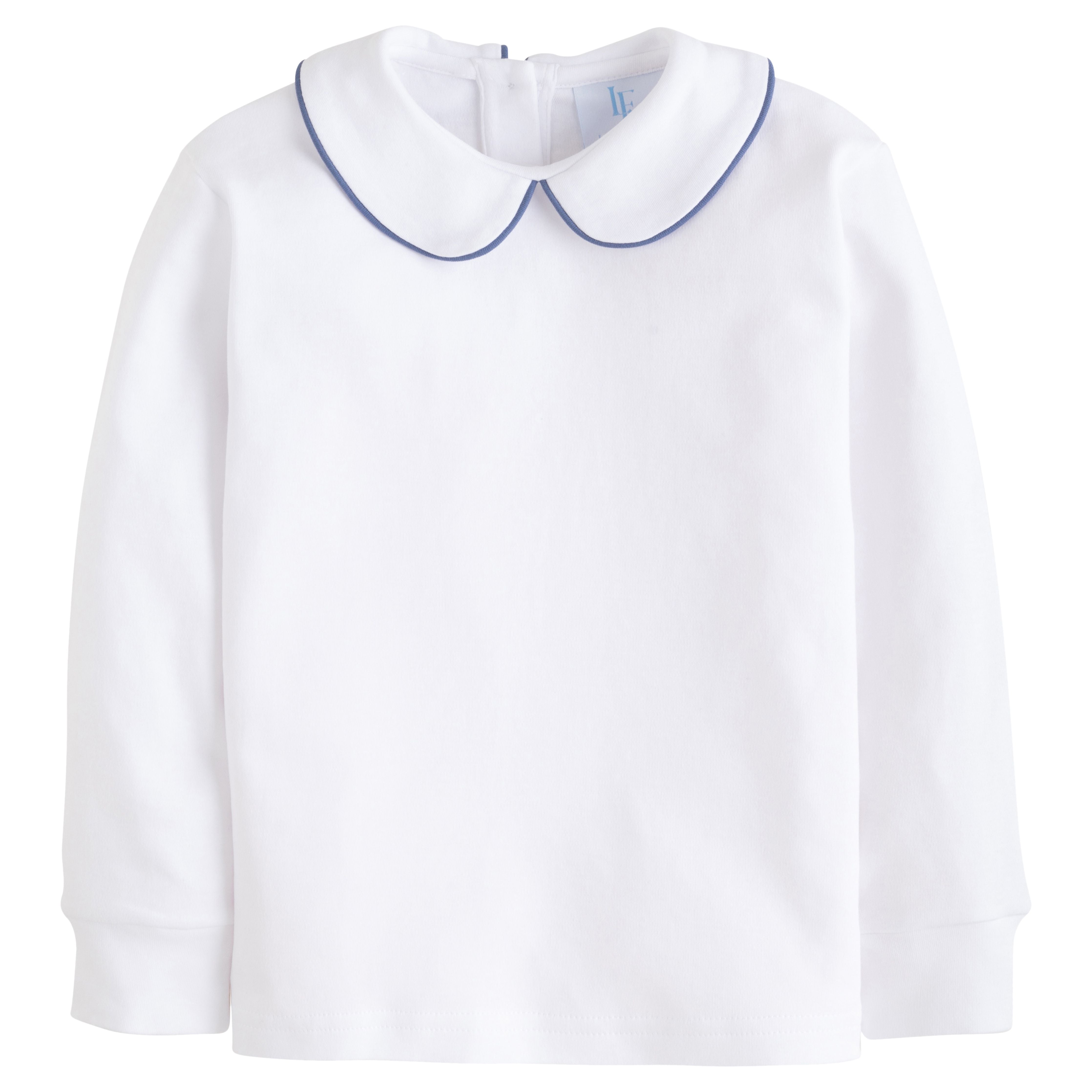 Little English Piped Peter Pan Shirt - Gray Blue 