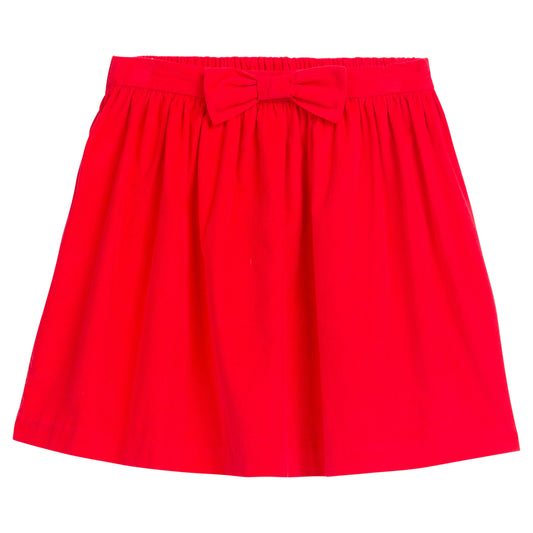 Little English Davant Bow Skirt- Red Corduroy