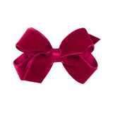Wee Ones Crimson Red Mini Satin Lined Velvet Bow