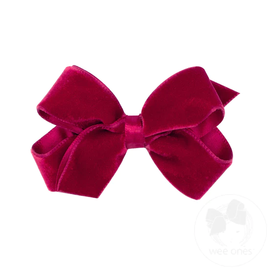 Wee Ones Crimson Red Mini Satin Lined Velvet Bow