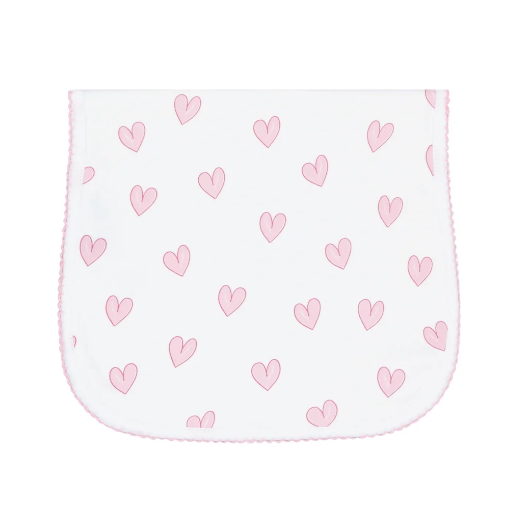 Nellapima Heart Print Burp Cloth- Pink