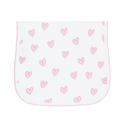Nellapima Heart Print Burp Cloth- Pink