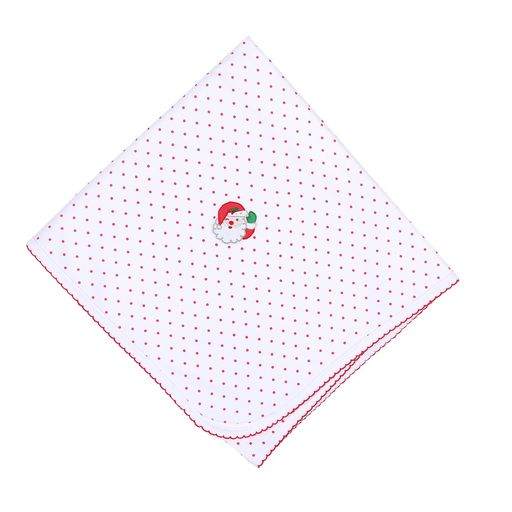 Magnolia Baby Winking Santa Embroidered Receiving Blanket- Red