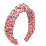 Bari Lynn Fuchsia Tweed Knot Headband With Stones
