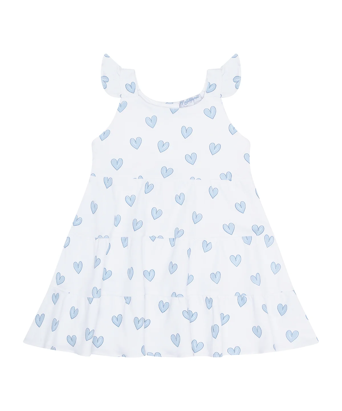 Nellapima Heart Print Ruffle Dress-Blue