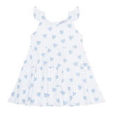 Nellapima Heart Print Ruffle Dress-Blue