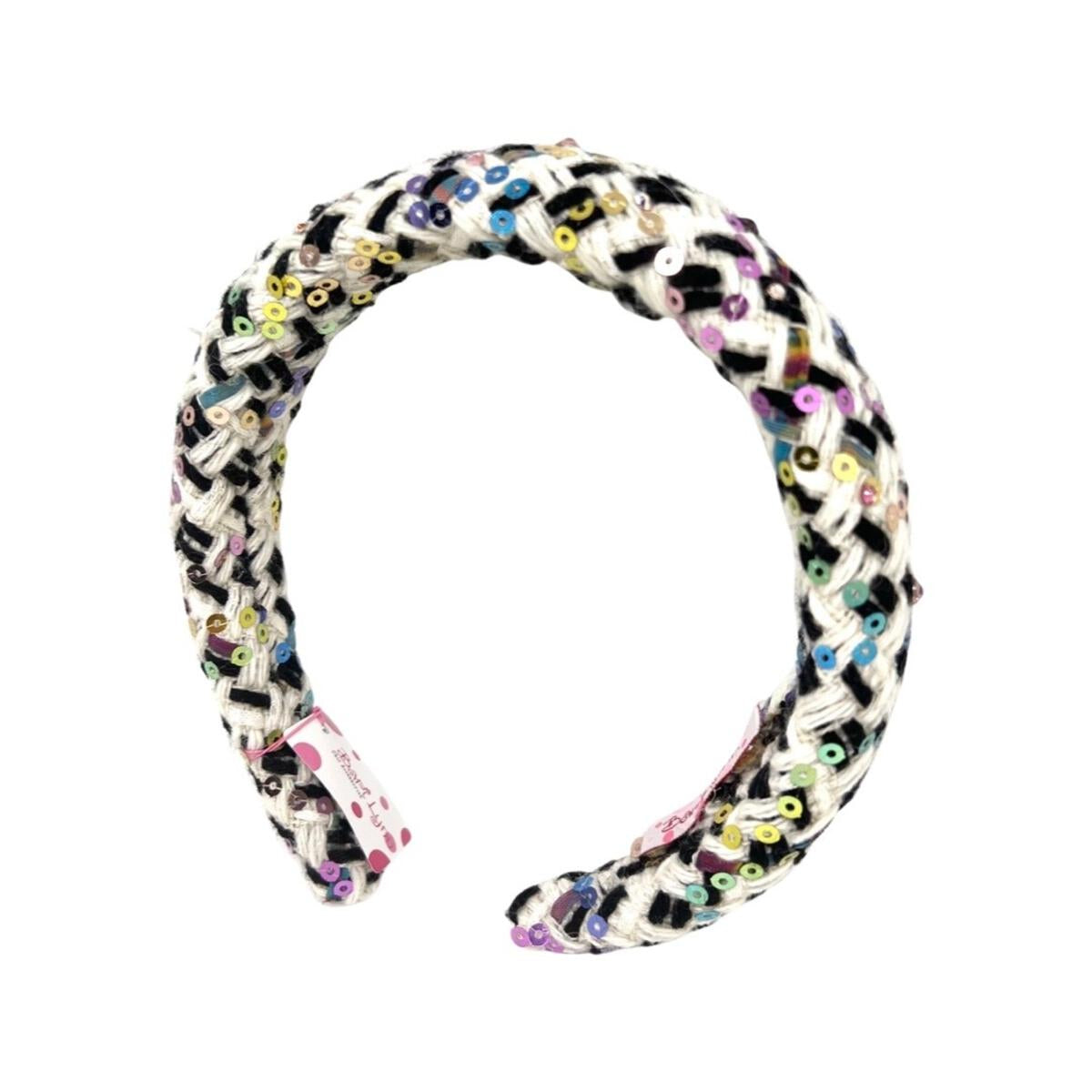 Bari and Lynn Black and White Padded Tweed Headband