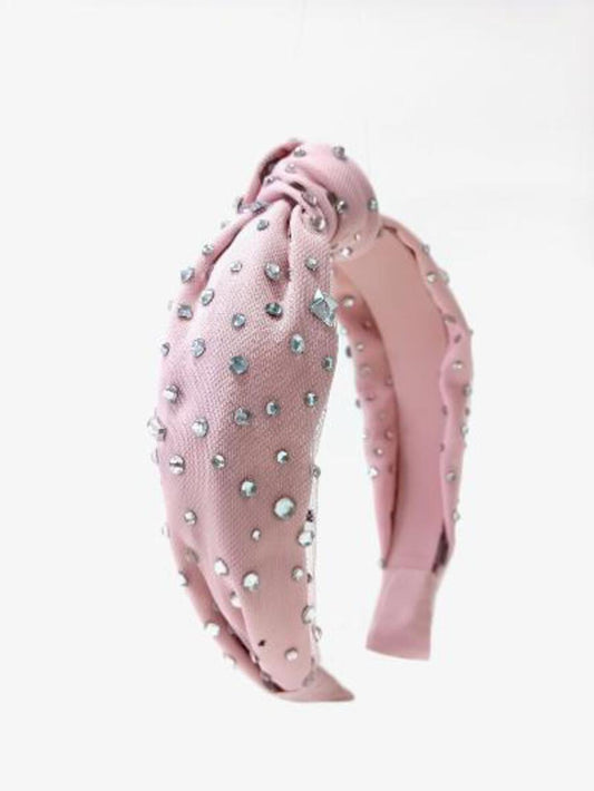 Bari Lynn Light Pink Tulle Jeweled Knot Headband