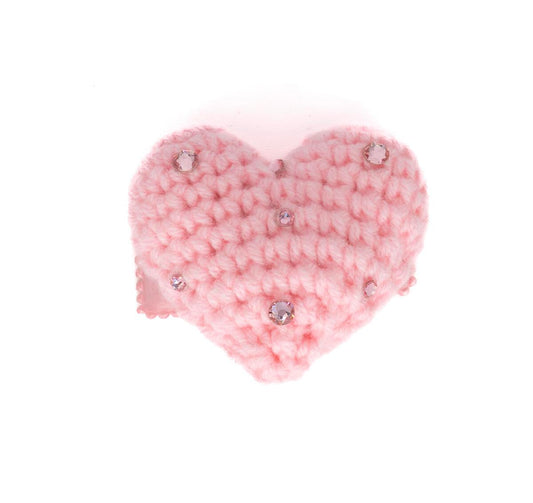 Bari Lynn Crystallized Light Pink Crochet Heart Clip