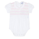 Nellapima Signature Smocked Girls Bubble- White