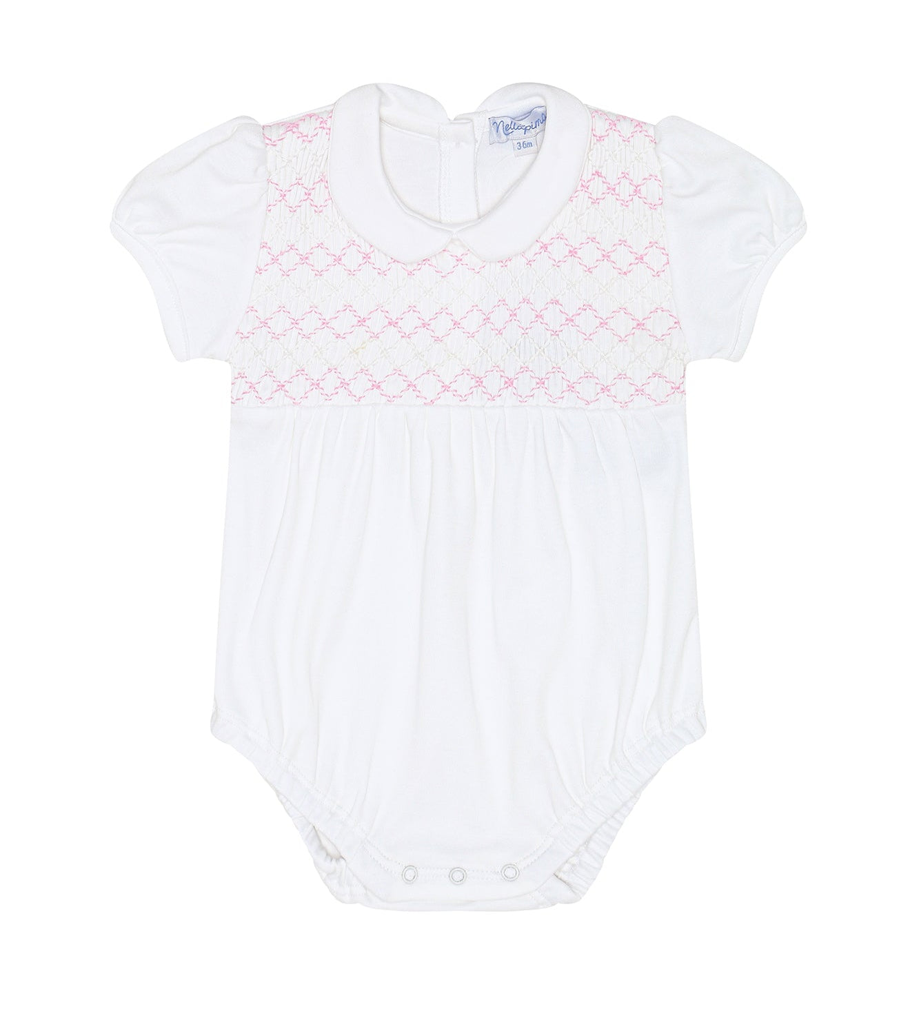 Nellapima Signature Smocked Girls Bubble- White