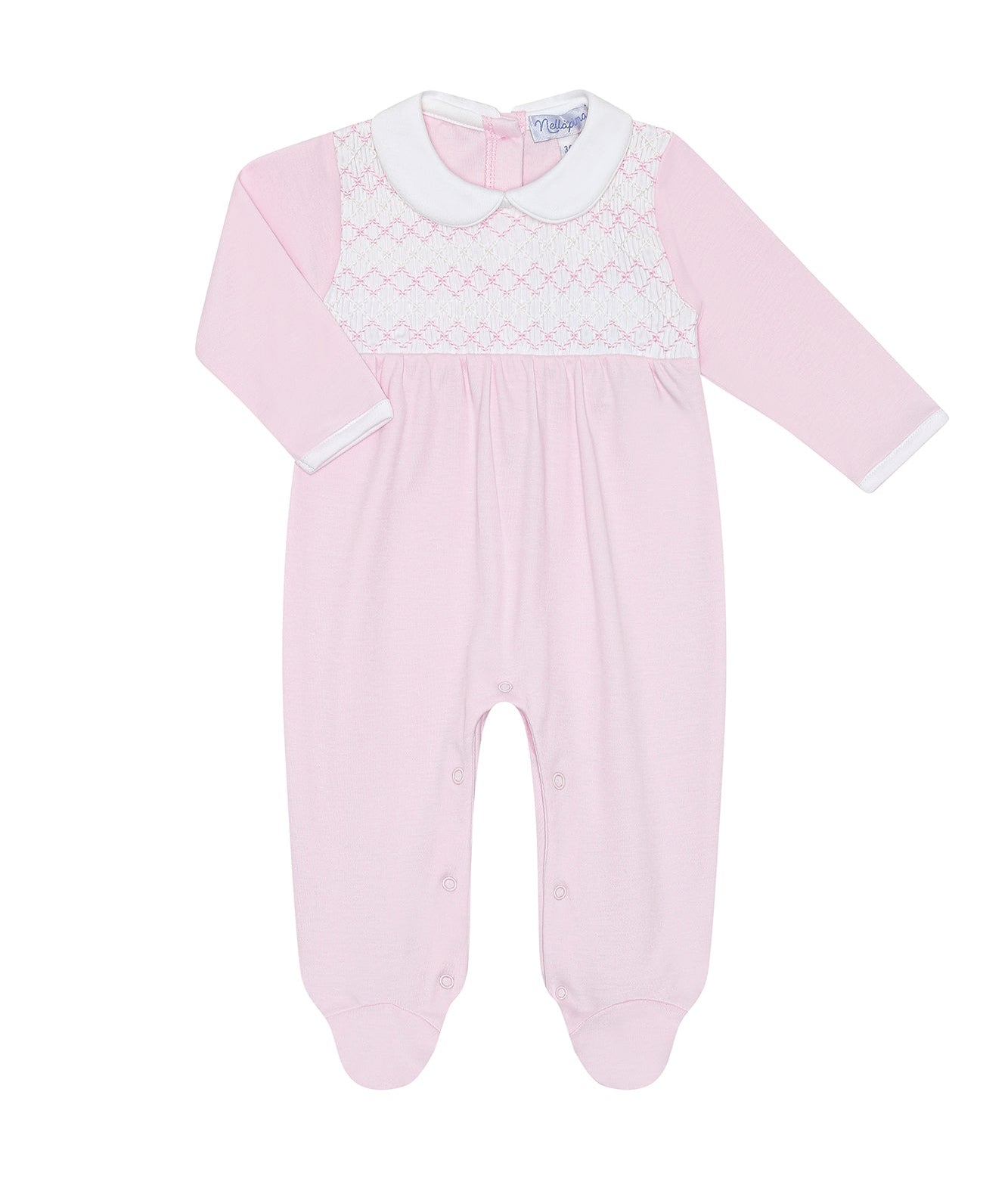 Nellapima Signature Smocked Girls Footie- Pink