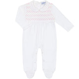 Nellapima Signature Smocked Girls Footie- White