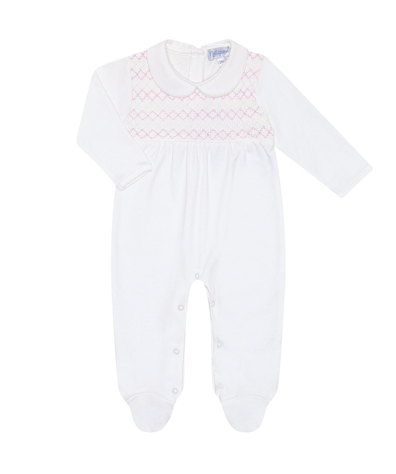 Nellapima Signature Smocked Girls Footie- White