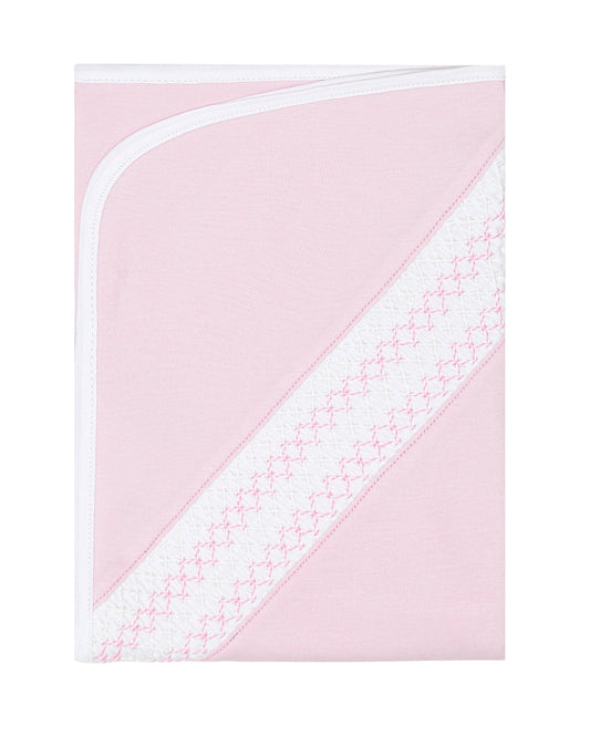 Nellapima Signature Smocked Girls Receiving Blanket- Pink