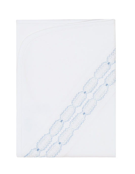 Nellapima Signature Smocked Boys Receiving Blanket- White