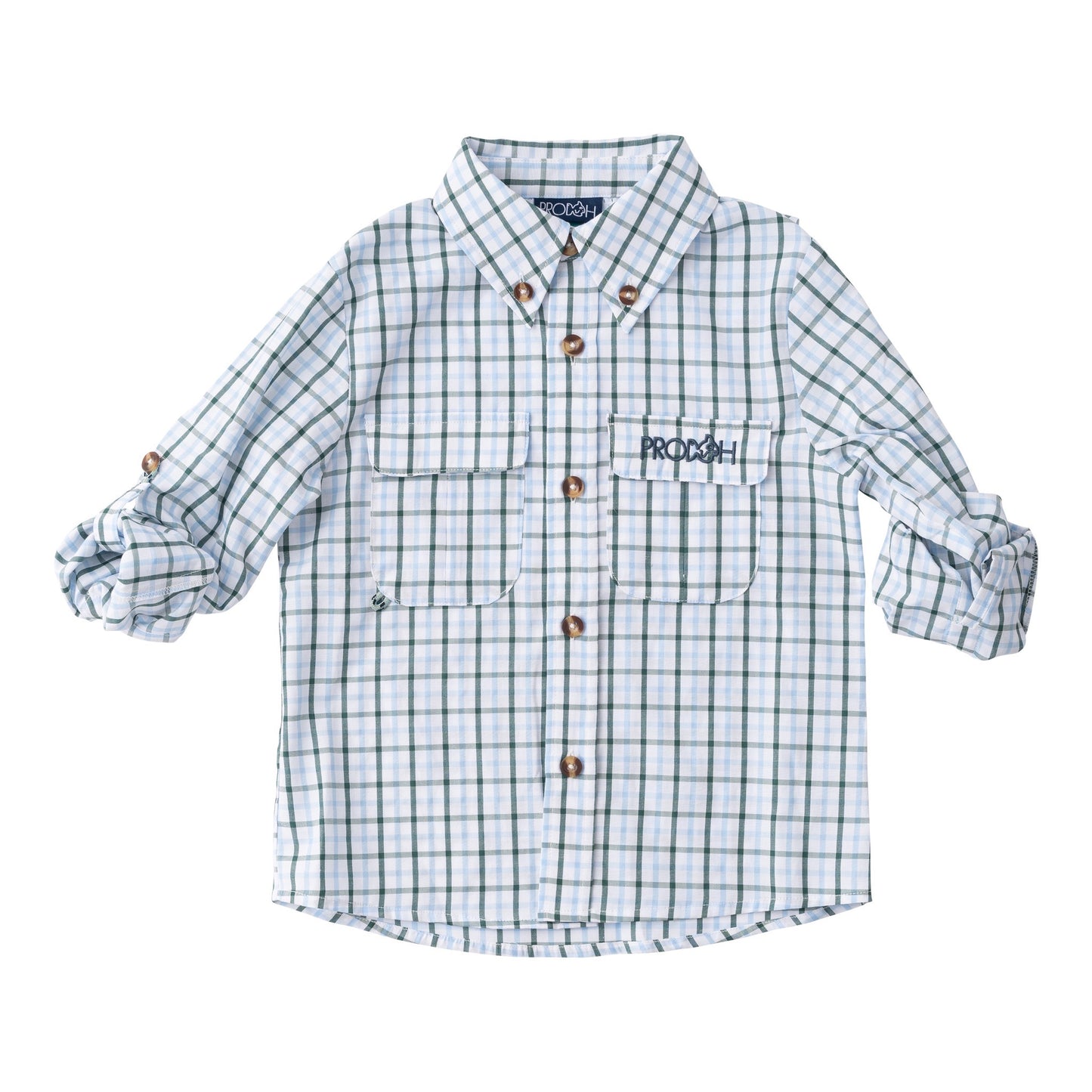 Prodoh Founders Fishing Shirt - Green and Blue Windowpane