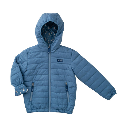 Hooded Puffer Jacket - Copen Blue