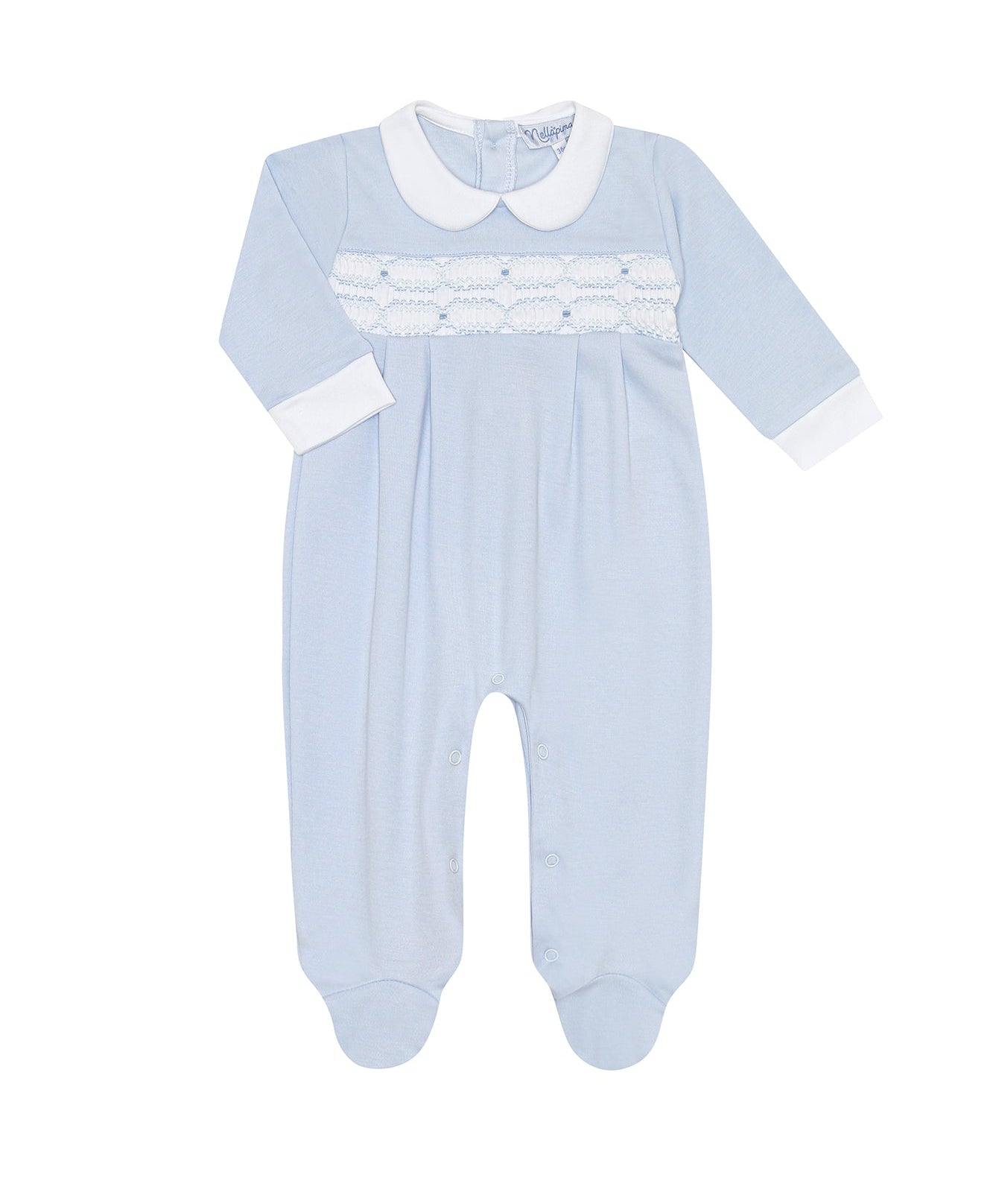 Nellapima Signature Smocked Boys Footie- Blue