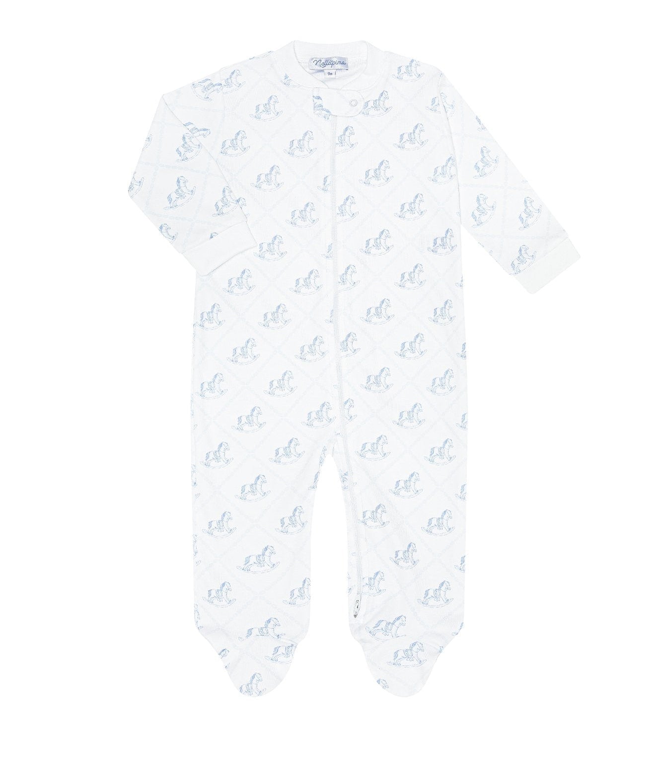 Nellapima Blue Rocking Horse Zipper Footie