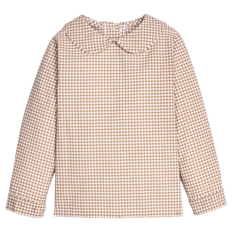 Peter Pan Shirt - Khaki Gingham