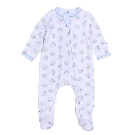 Magnolia Baby Santa Baby Printed Zipper Footie- Blue