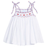 Little English Smocked Tie Shoulder Tank- Stars
