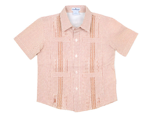 blueQuail Wave Check Gameday Guayabera - Burnt Orange 