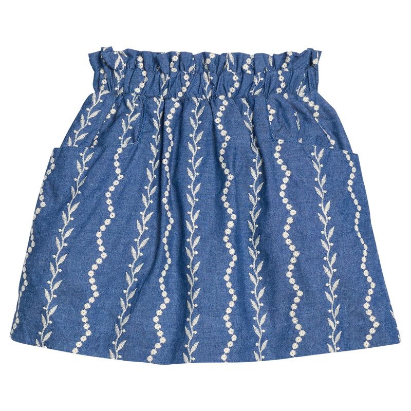 Bisby Portofino Skirt with Pockets- Chamonix Chambray Embroidery