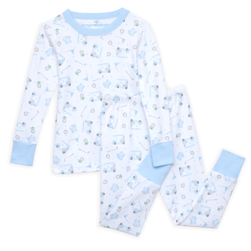 Magnolia Baby Little Golfer Long Pajamas- Light Blue