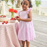 Tiered Katie Dress- Light Pink Seersucker