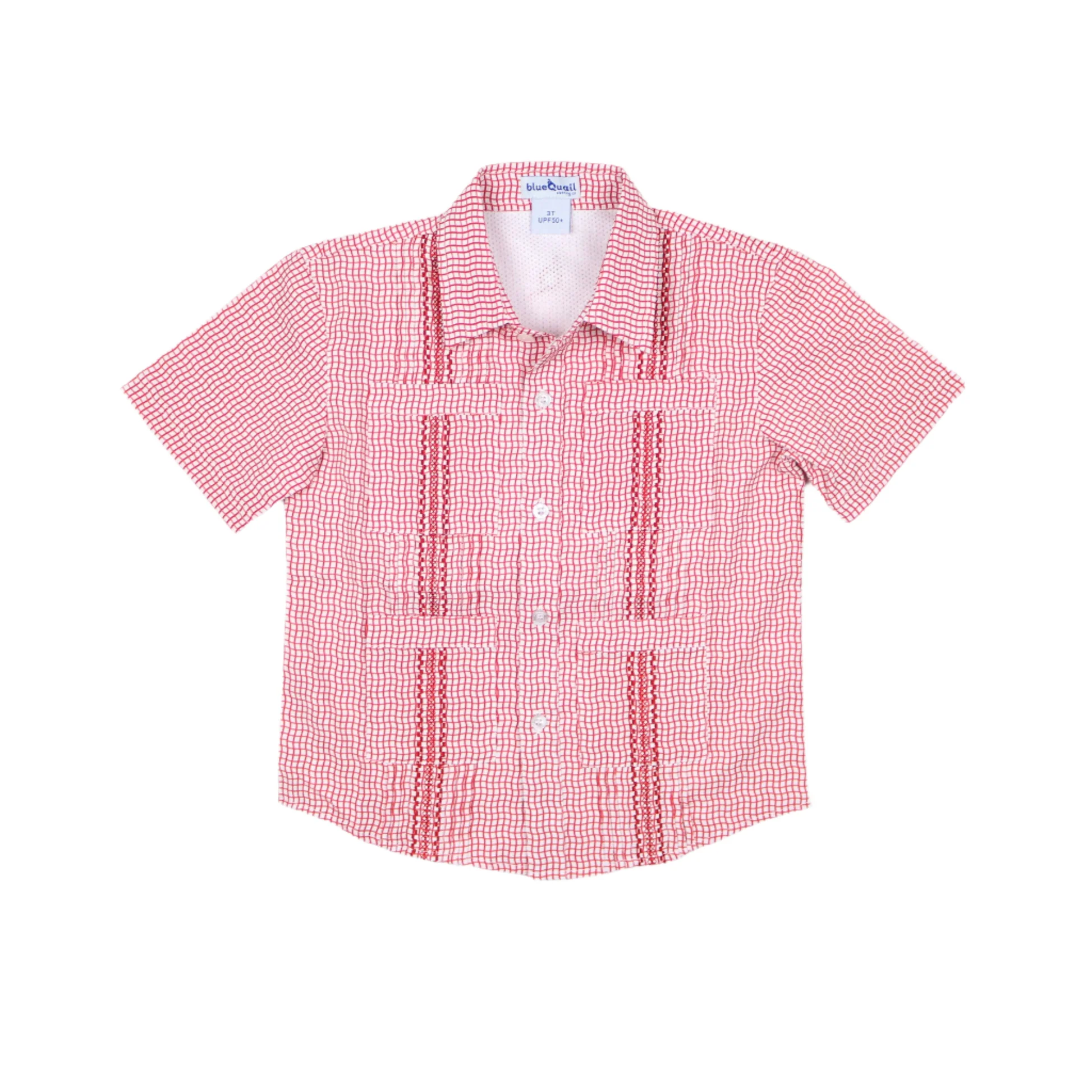 blueQuail Gameday Guayabera - Red