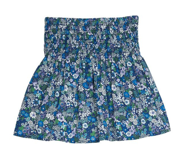 Bisby Shirred Circle Skirt- Brookline Blossoms Blue