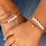 LeMel Kid's Custom Everyday Stretch Bracelet- White Bead With Gold Letters