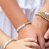 Kid's Custom Everyday Stretch Bracelet- White Bead With Black Letters