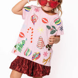 Kids Light Pink Christmas Icon Tee