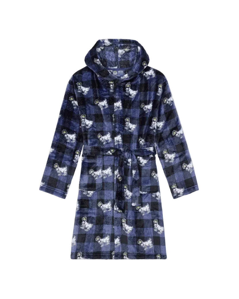 GOAT USA Buffalo Check Bath Robe- Navy