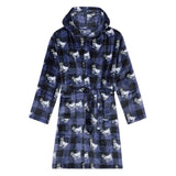 GOAT USA Buffalo Check Bath Robe- Navy