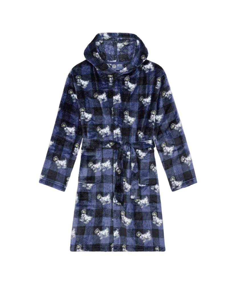 GOAT USA Buffalo Check Bath Robe- Navy